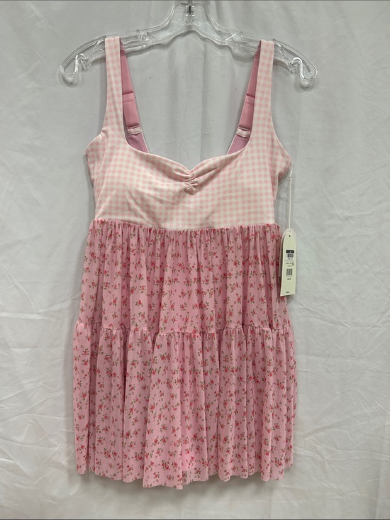 Blogilates Dresses & Skirts - Blogilates Sweet Pink Gingham & Floral Tiered Mini Dress
